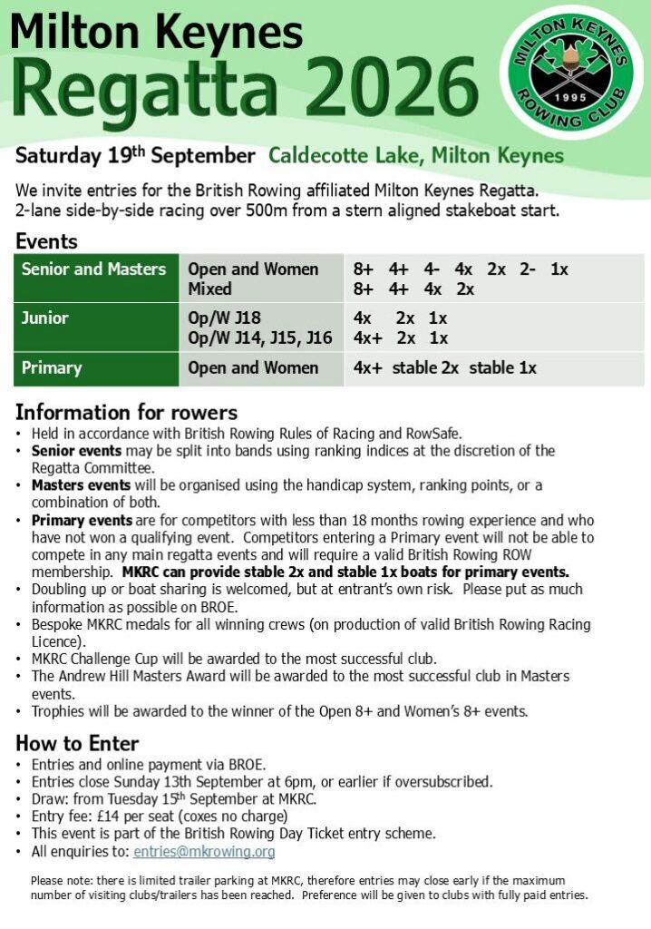 Poster for 2026 MKRC Regatta