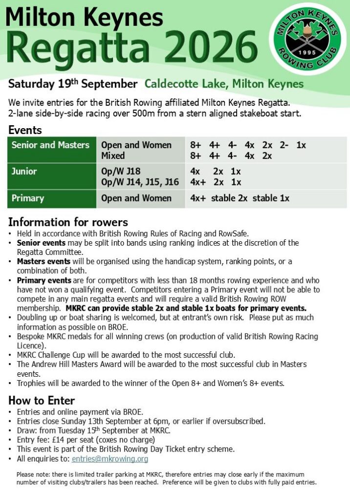 Poster for 2026 MKRC regatta